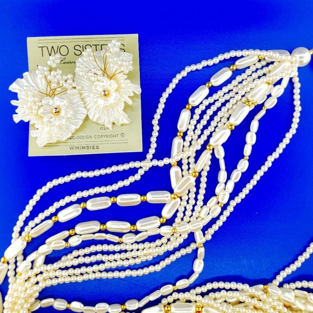 Necklace and clip on earring set by Two Sisters